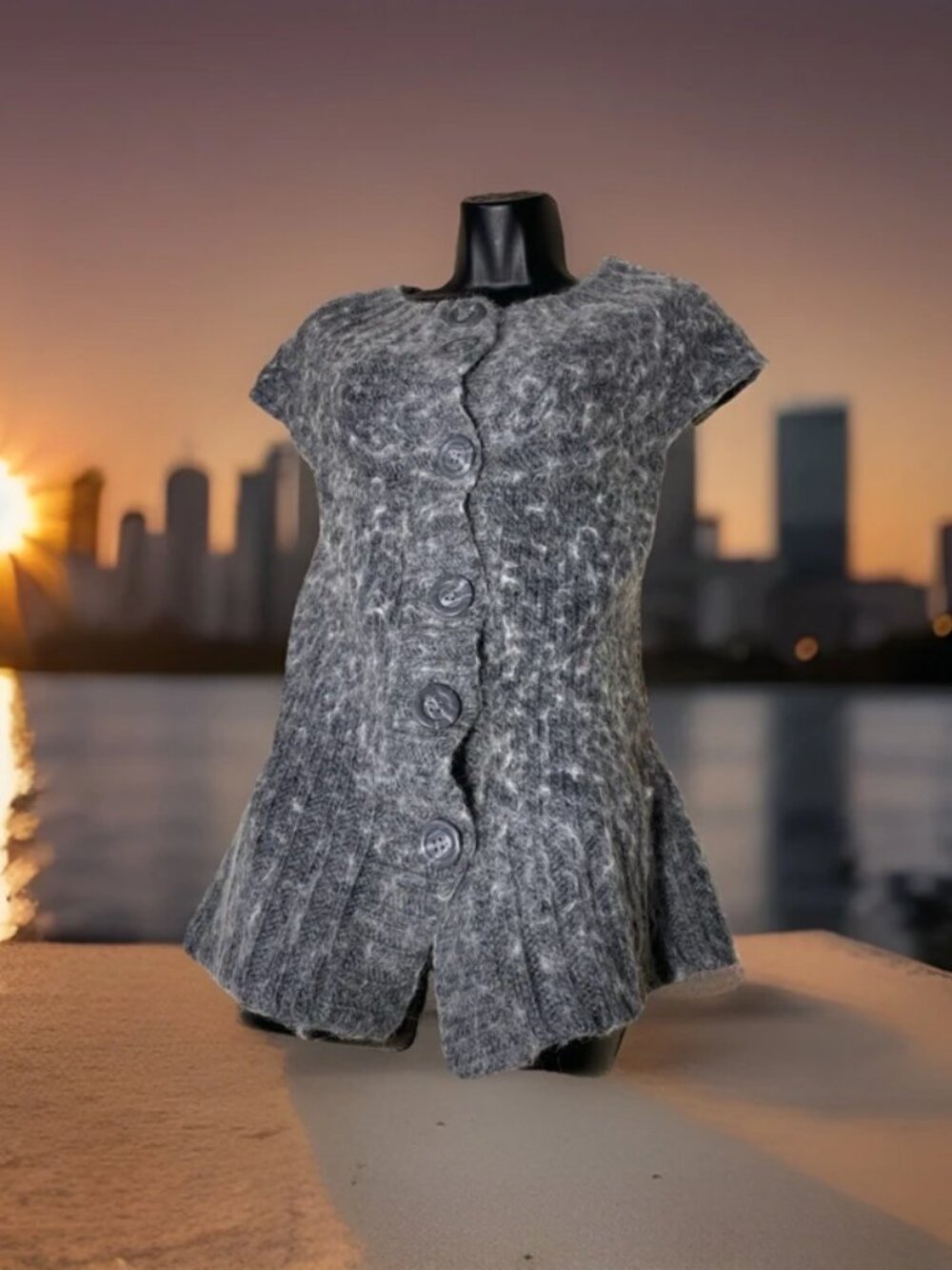 Cambridge Dry Goods Sweater Womens Small Wool Cardigan Sleeveless Vest